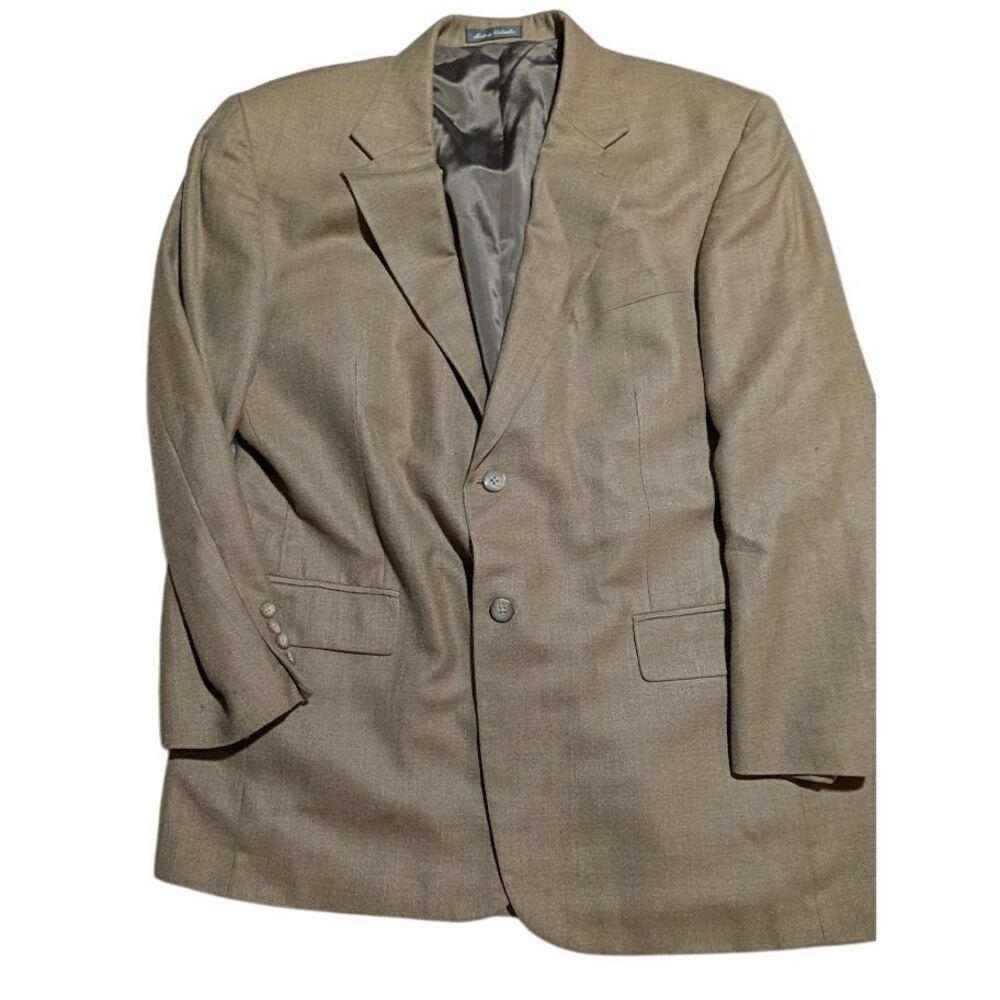 Oscar de la Renta Men's Classic Taupe Wool Blazer Business Suit Jacket Sz44β R